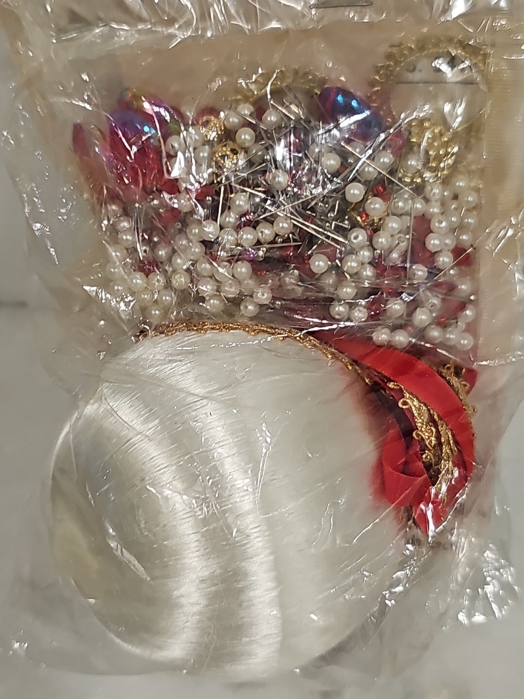 Walco Pin VTG Walco Christmas Ornament Sequin Bead Pin Kit #3410 White Satin w ...