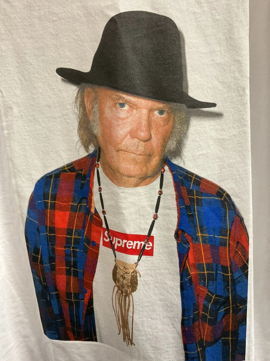 PRE OWNED SUPREME NEIL YOUNG WHITE SS15 SHIRT