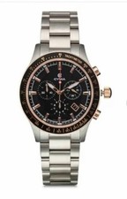 Cyma Cronografo 42mm 18K Oro Rosa Rivestito Svizzero 100m Cinturino Acciaio Usato