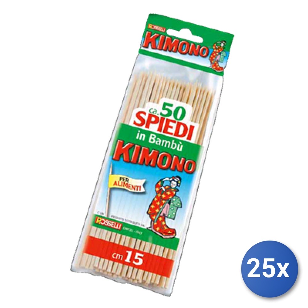 25X Paquete Kimono 50 Palillos De Diente Brocheta Cm.15