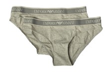 EMPORIO ARMANI women's briefs, 2-pack, visible elastic with logo, stretch cotton