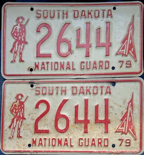 1979 79 South Dakota License Plates Plate Pair Set National Guard