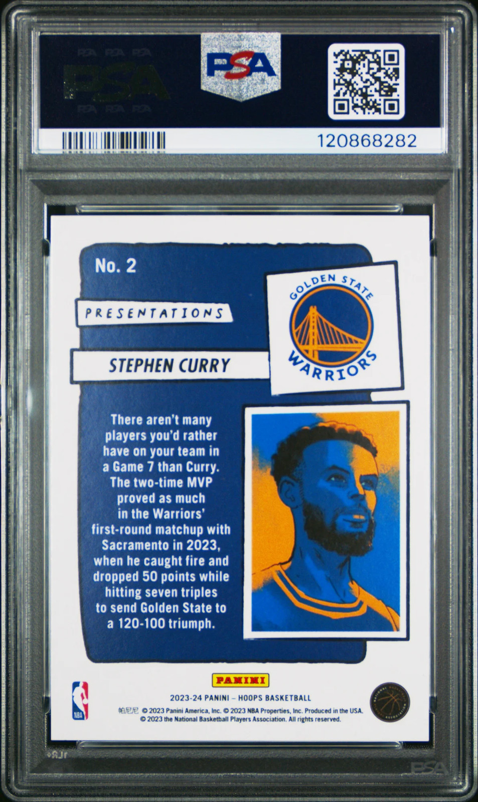 STEPHEN CURRY 2023-24 Panini NBA Hoops Presentations Case Hit SSP #2 PSA 9 view 2