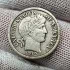 1912 Barber Dime. 90% Silver.  Nice Higher Grade Old US Coin!