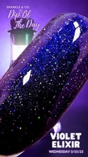Sparkle & Co Nail dip Powder Violet Elixir Deep Purple Fine Holo Glitter DOTD