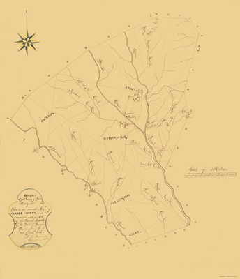 Historic County Map - Clarke County Georgia - Green 1868 - Vintage Wall Art