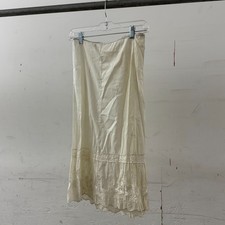 Vintage 40s Cream Rayon Slip Skirt w/ Embroidered Hem  Western Costume