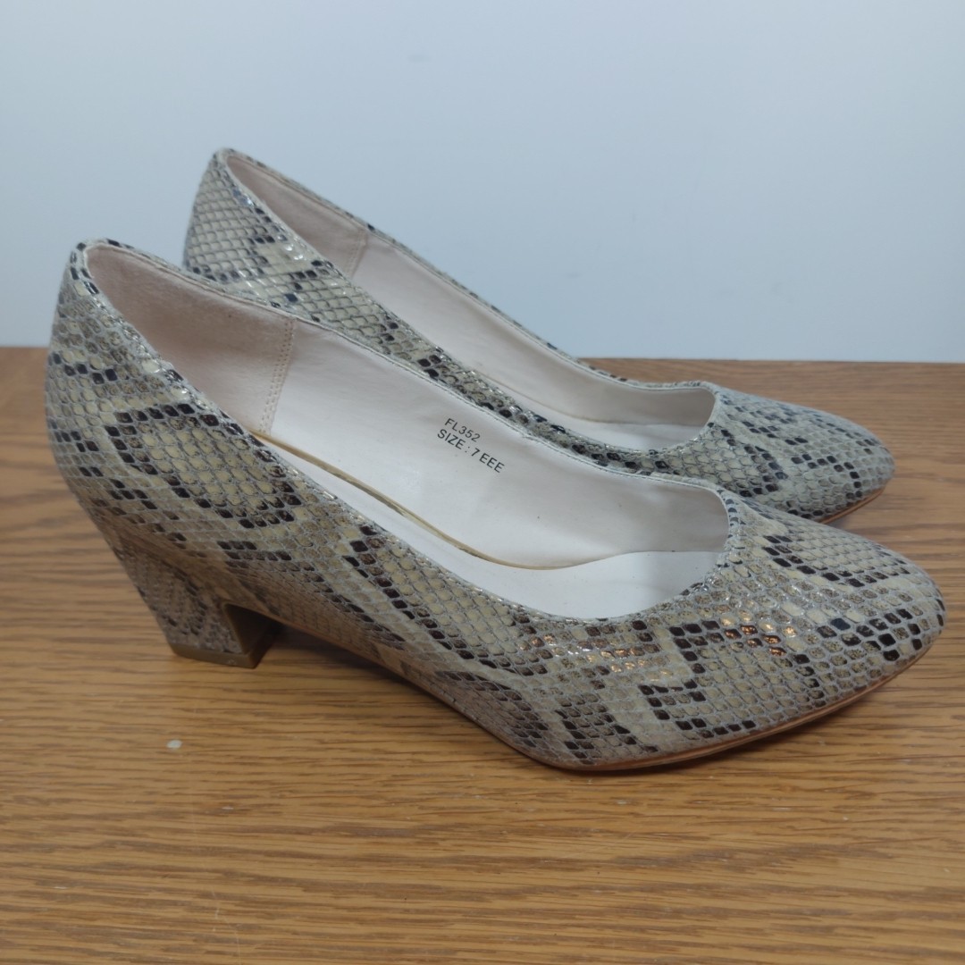 Trainers Wide Fit Snakeskin Shoes Heavenly Soles Heeled