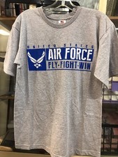 US Air Force “Fly Fight & Win” Gray T-Shirt - Made In USA - Men's Size M