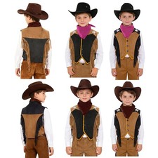 Boys Cowboys Masquerade Vest Outfits Western Outfits Dance Cowgirl Party Kids