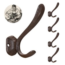 Rustic Cast Iron Coat Hooks Wall Mounted, Farmhouse Decorative Wall Hooks for...