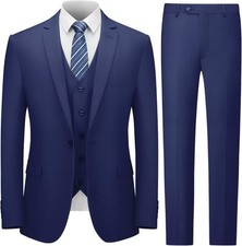 Slim Fit Men's 3 Piece Suit Tuxedo Set Jacket Vest Pants for Wedding Business