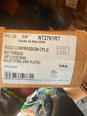 American Fittings NT2761RT 3/4in RMC Compression Coupling No Thread Gold