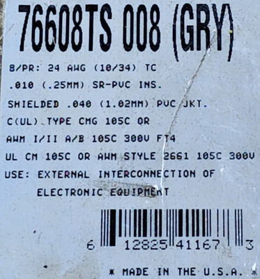 Belden 76608TS 24/8P Multi-Shielded MachFlex Continuous Flexing Data Cable /5ft