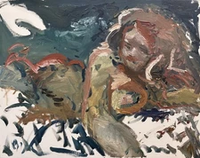 Figure Oil Painting Gothic Cubism Boudoir 16"x20" Canvas Original Signed