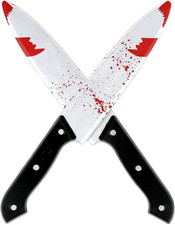 2PCS Halloween Prop Knife, 12 Inch Plastic Fake Knife, Horror Prank Props for