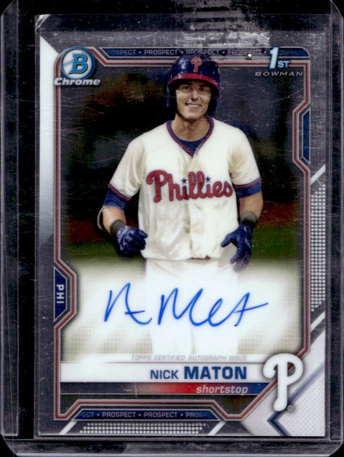 2021 Bowman Nick Maton Chrome Auto RC 1st #CPA-NM Phillies