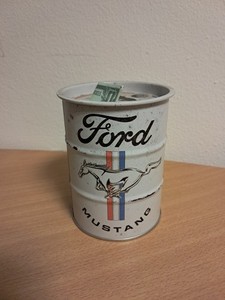 Spardose Blech Metall Ford Mustang Motoröl FASS OVP Deko Werkstatt Garage ÖLFASS