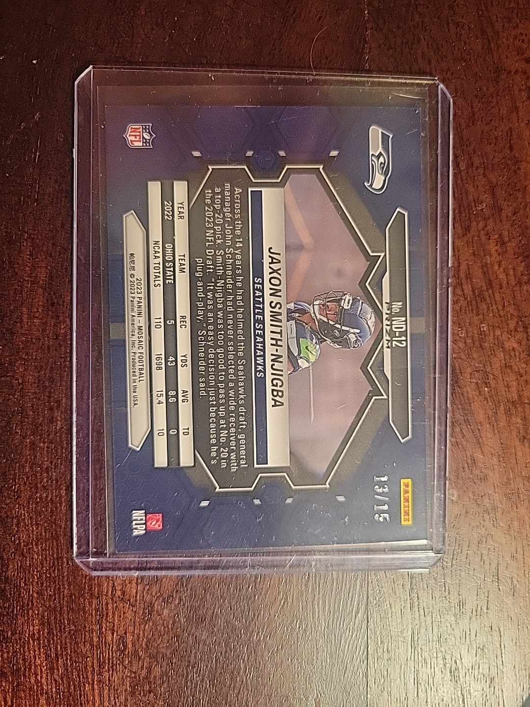 Jaxon Smith Njiba NFL Debut Mosaic Blue Fluorescent /15 Rookie Card 2023 Panini