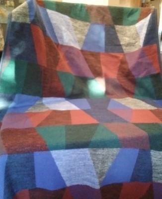Blanket Vintage Biederlack Throw Stained Glass Retro Geometric Color Block 74x55
