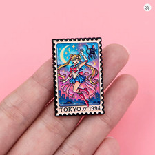 Prendedor coleccionable Sailor Moon Tokyo 1994 - Prendedor de sello postal Usagi Tsukino - NUEVO