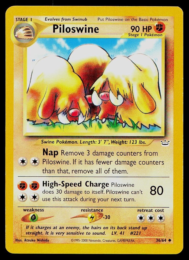 Pokemon Card Neo Revelation Piloswine 36/64 Uncommon
