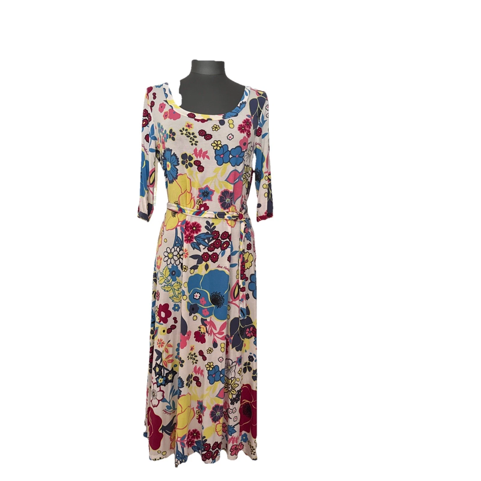 Love Moschino Vestito Donna Multicolore Floreale Vestibilità Svasata Taglia: It 44 Uk 12