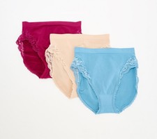 Maya J Women's Panties Sz L Breezies Natural Curves Lace Multi-colored A647772