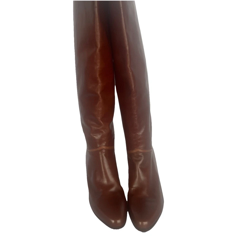 Botas hasta la rodilla Bally de cuero marrón/borgoña para mujer talla 5 Italia Foto 2 de 4