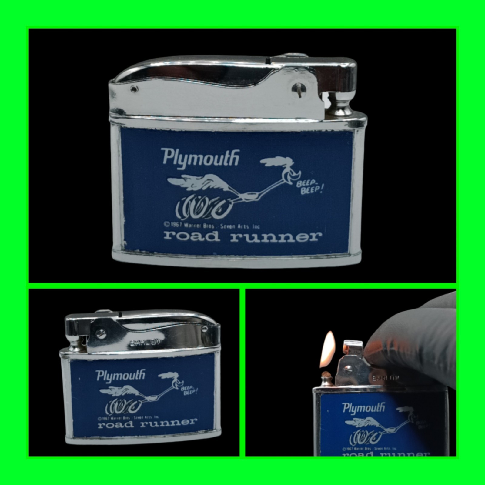 Vintage Plymouth Chrysler Roadrunner Promo Flat Ad Cigarette Lighter