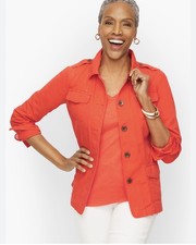 Talbots Montauk Twill Utility Jacket Size Extra Large XL NWT 139 Bright Summer