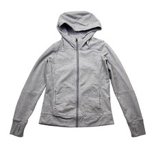 Lululemon Scuba Hoodie Full Zip Heathered Grey Size 2 Thumbholes Jacket Grunge