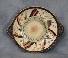 1930s Art Deco Shorter & Son Mabel Leigh Khimara Sgraffito Two Handled Bowl Dish