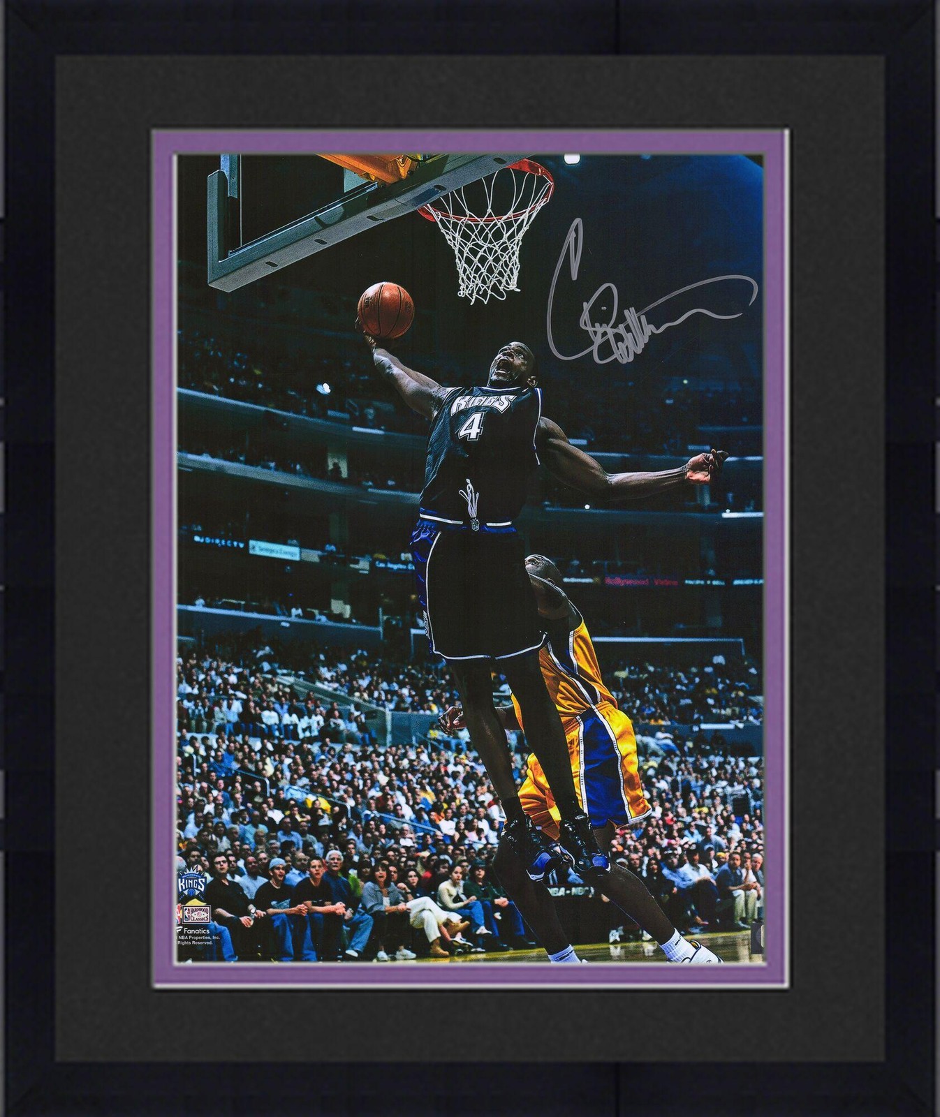 Chris Webber Autographed Signed Sacramento Kings Framed 16" x 20" Dunk vs. Lakers Photo 