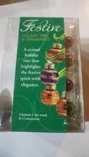 Festive 6" Glass Holiday Tree and Ornaments from LSArts Christmas Display Mini