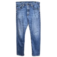 Levi's 505 Mens Size 34x36 Whiskered Straight Leg Jeans Blue Medium Wash Denim