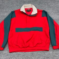 Vintage Eddie Bauer Jacket Mens Large Red Gore-Tex Waterproof Half Zip Pullover