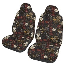 Floral Car Seat Cover Retro Daisy Seat Cushion Auto Bucket Seat Cover Set 2 P...