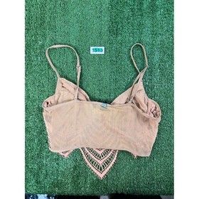 For Love & Lemons Skivvies Lace Longline Bralette Tan Handkerchief Hem Large