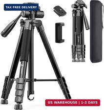 73" Camera Tripod for Camera and Phone, Aluminum Travel Tripod
