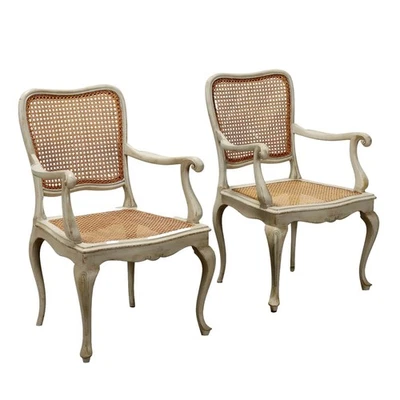 Antique Armchairs Baroque Style Lacquered Wood XX Century Restored - Image 1 of 4