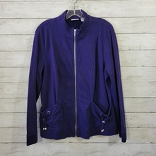 Zenergy by Chico's Size 0 46 S Full Zip Purple Jacket Drawstring Detail Pockets