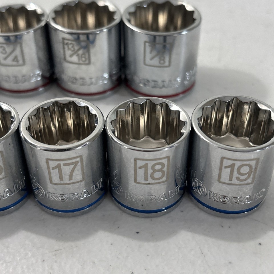 KOBALT 22 pc 3/8” Socket Set 12 Point Metric & SAE Chrome Mechanics ...