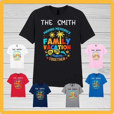 Personalisiertes T-Shirt Familienurlaub 2026, Familienkreuzfahrt, 1. Kreuzfahrt
