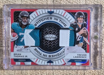 2024 Panini Certified Brian Thomas Jr. Trevor Lawrence Dual Mirror Red Etch #/25