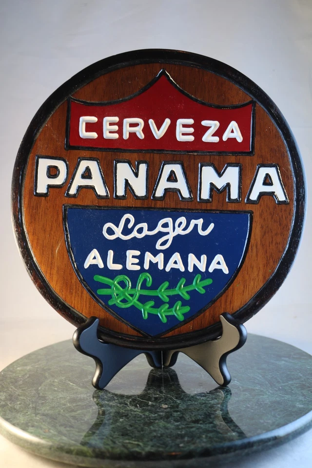 Vintage Cerveza Panama Lager Alemana Wood Advertising Beer Sign Wall Art 10" - Image 2 of 4
