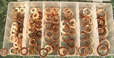 110pc Solid Flat COPPER WASHER ASSORTMENT & Storage Case Assorted Sizes upto 5/8