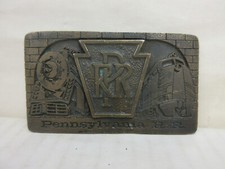 1970s Davos Pennsylvania Railroad Locomotive  Train Brass Fashion Belt Buckle