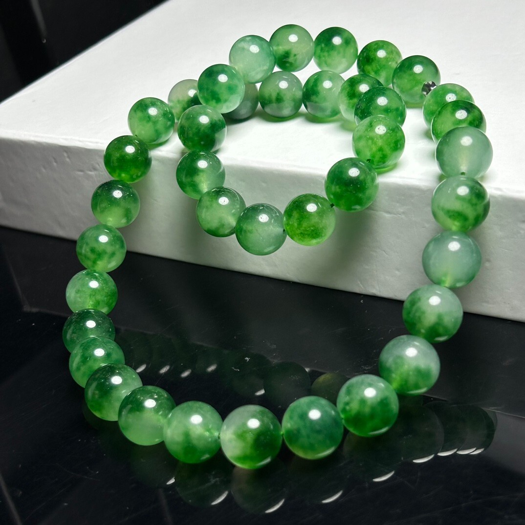 14mm Real Natural Ice Green Flower Myanmar Beads Jade jadeite