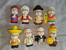 Lot of 8 fast food chicken loving colonel dolls 2.5" tall clone pvc characters
